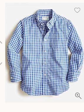CREWCUTS Boys' Long-Sleeve Blue Gingham Flex Cotton Poplin Shirt - EXCELLENT